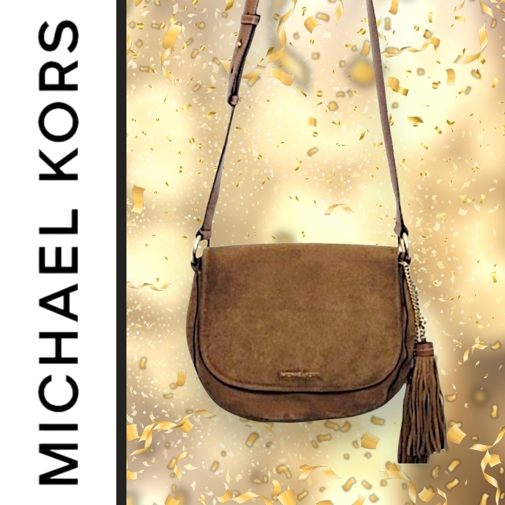 Michael Kors Brown Suede Leather Crossbody Bag